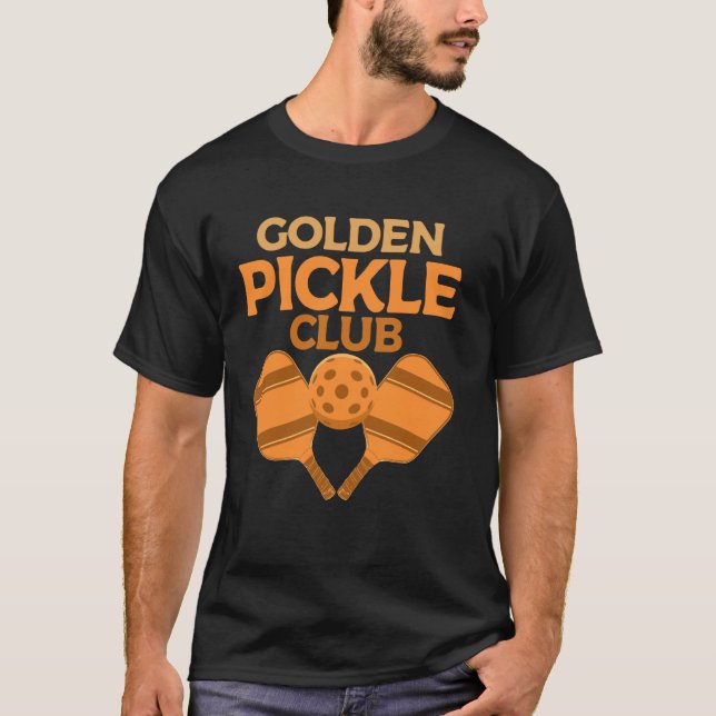 Golden Pickle Club Funny Pickleball Players Pickle T-Shirt (Front)