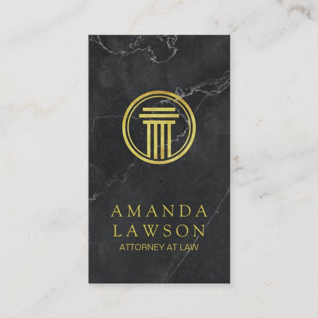 Golden Pillar | Black Marble | Attorney Appointment Card (Front)