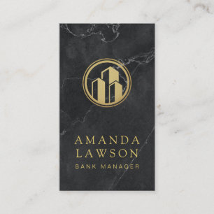 Golden Pillar Shield   Black Marble   Banking Appointment Card