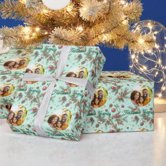Golden Pine Frame Wrapping Paper