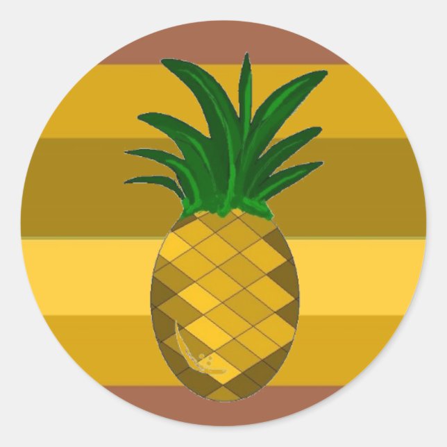 Golden Pineapple Classic Round Sticker (Front)