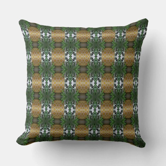 Golden Pineapple Design Throw Pillow (Front)