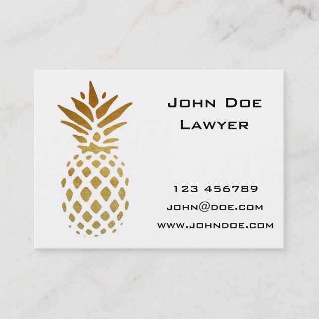 Golden Pineapple, Fruit in Gold Business Card (Front)