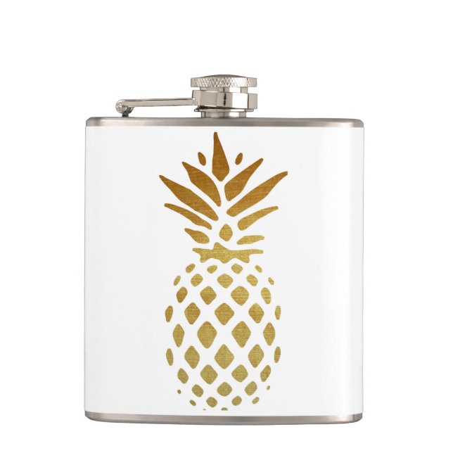 Golden Pineapple, Fruit in Gold Hip Flask (Front)