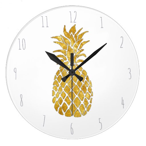 Image of golden pineapple Large Clock