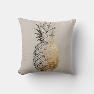 Golden Pineapple Line Art Cushion
