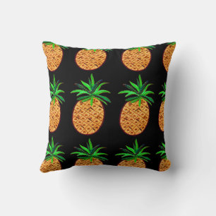 Golden Pineapple on Black Cushion