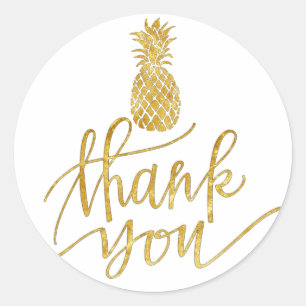 golden pineapple thank you classic round sticker