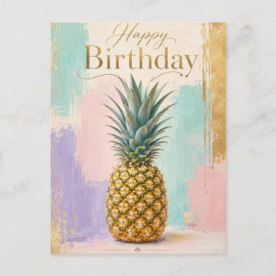 Golden Pineapple Tropical Birthday Holiday Postcard
