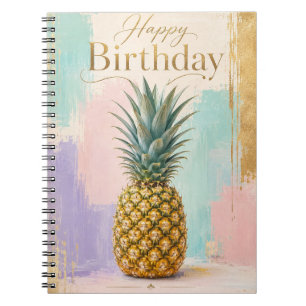 Golden Pineapple Tropical Birthday Notebook