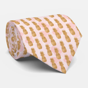 Golden Pineapples Pattern Tropical Tie