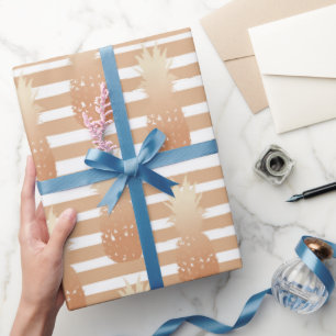 Golden Pineapples Pattern Wrapping Paper