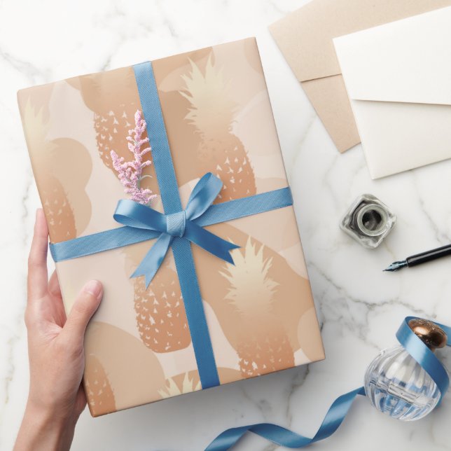 Golden Pineapples Pattern Wrapping Paper (Gifting)