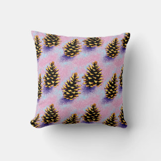 Golden Pinecones Throw Pillow