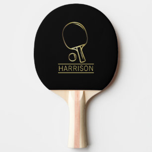 Golden Ping Pong Emblem Personalised Paddle