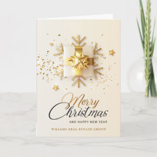 Golden Pink Christmas Ornament Corporate Greeting Holiday Card