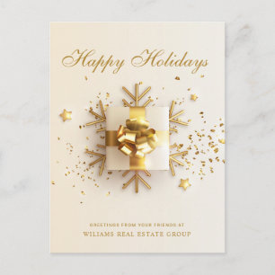 Golden Pink Christmas Ornament Corporate Greeting Holiday Postcard