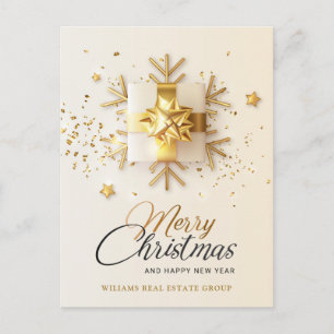 Golden Pink Christmas Ornament Corporate Greeting Holiday Postcard