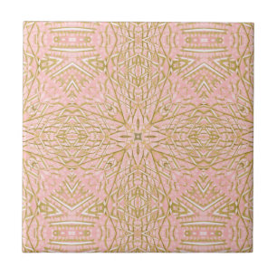 Golden pink star geometric design bright beautiful tile