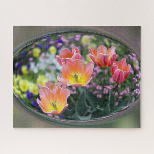 Golden pink tulips jigsaw puzzle