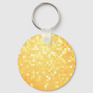 Golden Pixel Sparkle Key Ring