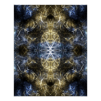 Golden Plasma Sacred Geometry Fractal Art Poster