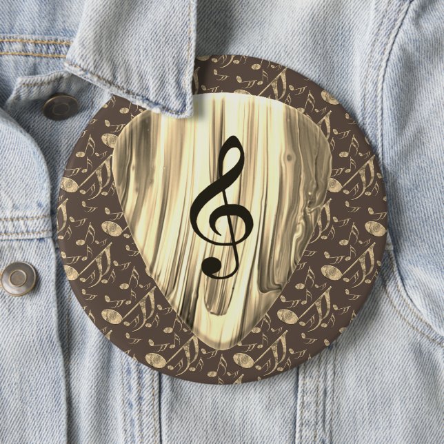Golden Plectron – Stylish design for music lovers! 6 Cm Round Badge (In Situ)