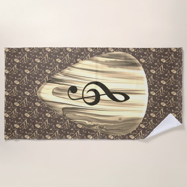 Golden Plectron – Stylish design for music lovers! Beach Towel (Front)
