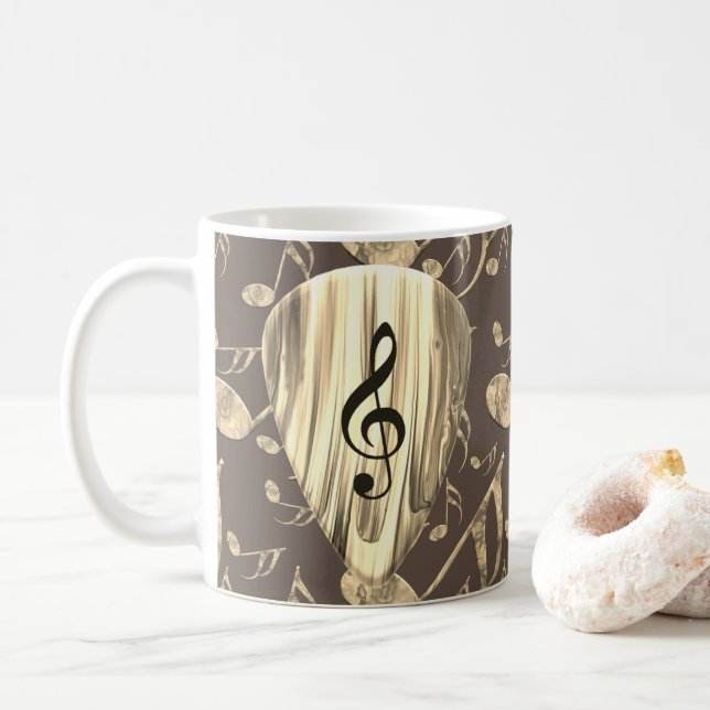 Golden Plectron – Stylish design for music lovers! Coffee Mug (With Donut)