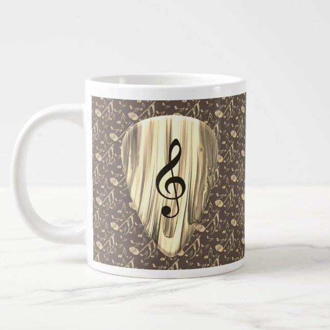 Golden Plectron – Stylish design for music lovers! Large Coffee Mug (Left)