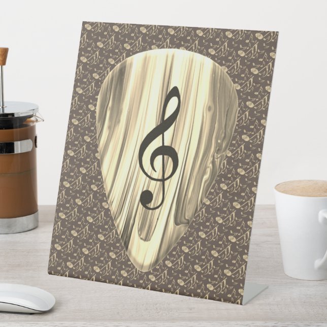 Golden Plectron – Stylish design for music lovers! Pedestal Sign (In SItu)