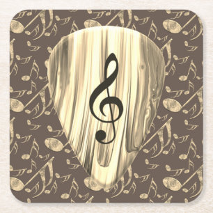 Golden Plectron – Stylish design for music lovers! Square Paper Coaster