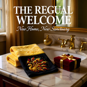 Golden Plumage: Majestic Peacock Bath Towel Set