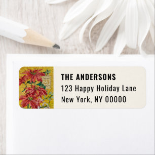 Golden Poinsettia Christmas Return Address