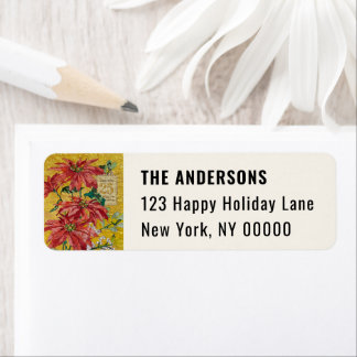 Golden Poinsettia | Christmas Return Address