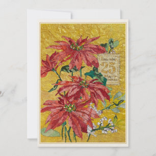 Golden Poinsettia December 25 Holiday Party Invitation