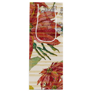 Golden Poinsettia | Fine Art Christmas Gold Lines Wine Gift Bag