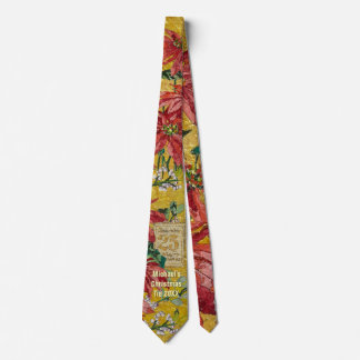 Golden Poinsettia | Personalized Christmas 20XX Tie