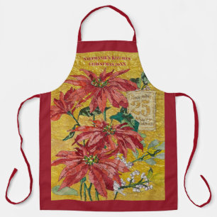 Golden Poinsettia   Personalized Christmas Kitchen Apron