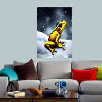 Golden poison frog and snow | AI Art  Poster