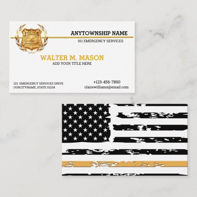 Golden Police Badge Custom Business Card (Front/Back)