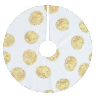 Golden Polka Dot Hand Drawn Brushed Polyester Tree Skirt