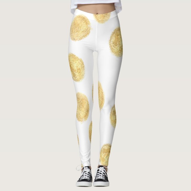 Golden Polka Dot Hand Drawn Leggings (Front)