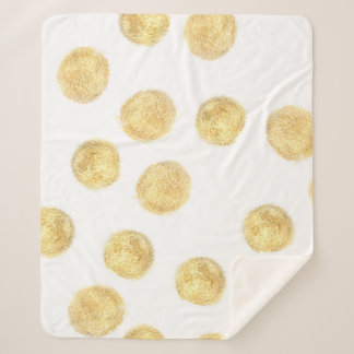 Golden Polka Dot Hand Drawn Sherpa Blanket