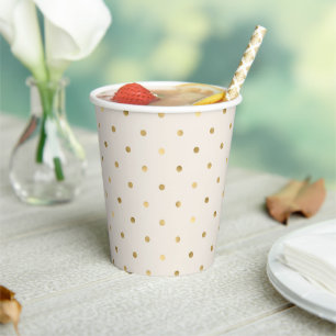 Golden Polka Dot Pattern Paper Cups
