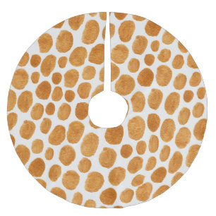 Golden Polka Dots: Abstract Gouache Brushed Polyester Tree Skirt
