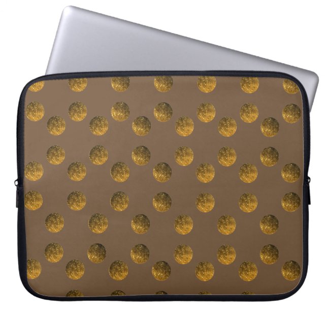 Golden Polka dots Neoprene Laptop Sleeve 15" (Front)