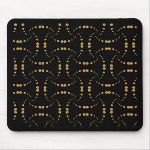 Golden polka dots on black mouse mat