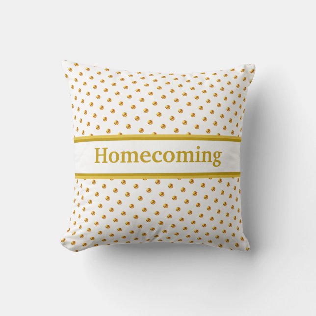 Golden Polka Dots on White Cushion (Front)