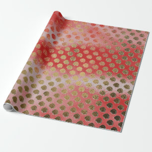 Golden Polka Dots Pattern With Colourful Shadow Wrapping Paper